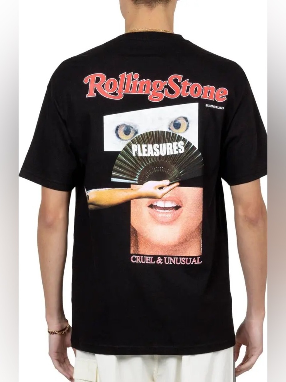 PLEASURES x Rolling Stone Media Crew 2023 Graphic T-Shirt Black Men’s M NWT - Picture 2 of 9